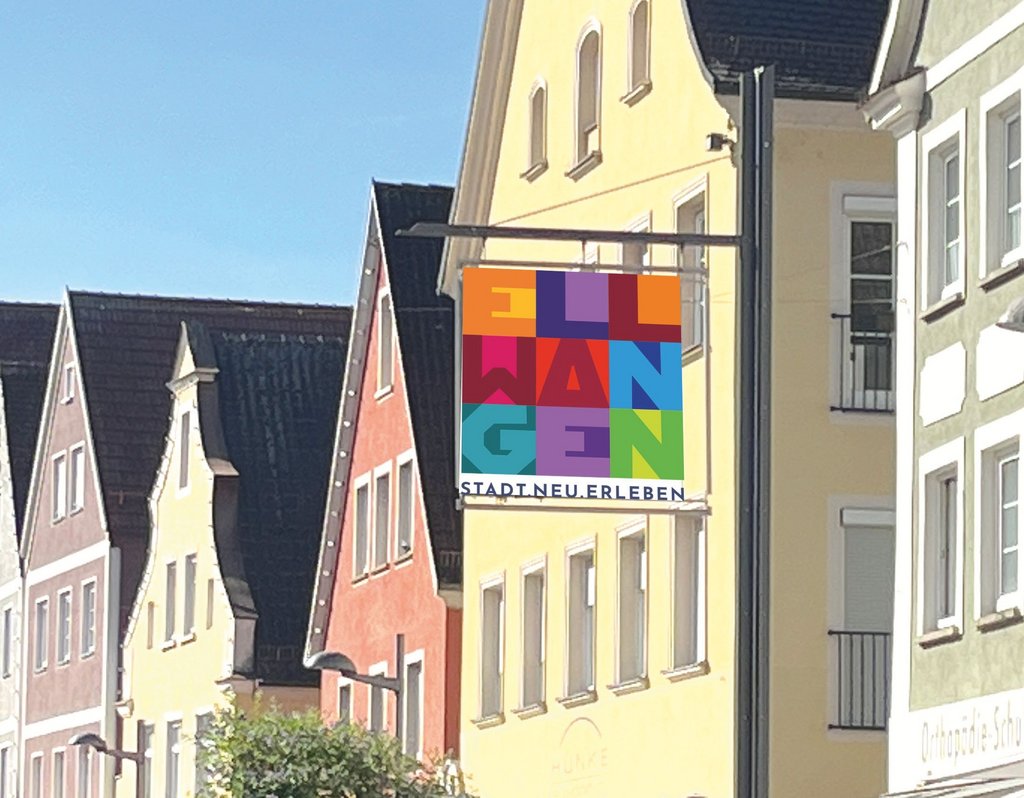 quadratisches Banner mit Innenstadt-Logo